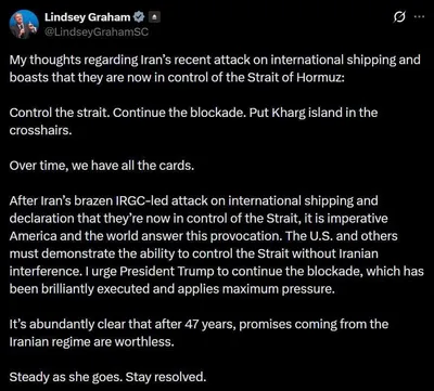 @🇮🇷LiveIranNews🇮🇱: ⚡🇺🇸🦀Republican Senator Lindsey Graham Calls for Intensified Pressure Against the Terrorist Regime of the Islamic Republic/Lindsey Graham, Republican U.S. Senator, reacted to the recent actions of t