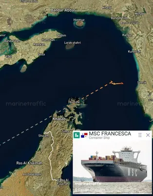 @Open Source Intel: Iranian forces attacked two MSC container ships running the Strait of Hormuz. One suffered heavy bridge damage. Both vessels now stopped off the coast of Iran. 

- @Osinttechnical