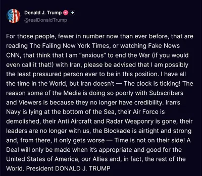 @Open Source Intel: Trump: For those people, fewer in number now than ever before, that are reading The Failing New York Times, or watching Fake News CNN, that think that I am “anxious” to end the War (if you would even 