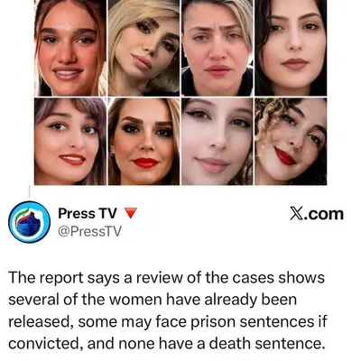 @𝐍𝐢𝐨𝐡 𝐁𝐞𝐫𝐠 🇮🇷 ✡︎: Everyone who claimed these 8 women were AI should be suspended. Even the regime in Iran's own media admits they are real.

It's absolutely disgusting how passionately everyone around the world seems t
