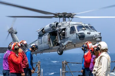@U.S. Central Command: Adm. Brad Cooper, CENTCOM commander, visited USS Milius (DDG 69), May 2, as the guided-missile destroyer patrolled regional waters in support of the U.S. blockade operations against Iran. While on boa