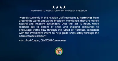 @U.S. Central Command: Remarks to media today from Adm. Brad Cooper, CENTCOM commander, on Project Freedom: