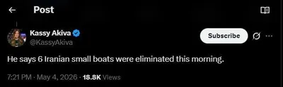 @🇮🇷LiveIranNews🇮🇱: ⚡🇺🇸🦀Destruction of 6 Speedboats from the IRGC Terrorist Group by the US Navy in Defense of Shipping/Gen. Kurilla, CENTCOM Commander, Announces That 6 Small Boats from This Group's Navy Were Destroy