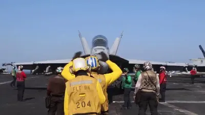 @Babak Taghvaee - The Crisis Watch: Breaking: F/A-18E/F Super Hornets and EA-18G Growlers of the United States Navy operating from the USS Abraham Lincoln (CVN-72) are currently patrolling over the Persian Gulf, Strait of Hormuz, and th