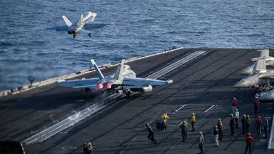 @Open Source Intel: U.S. Central Command (CENTCOM):

"F/A-18 Super Hornets and EA-18G Growlers launch from the flight deck of USS Abraham Lincoln (CVN 72) as it transits the Arabian Sea, May 9."
