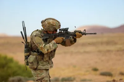 @Open Source Intel: U.S. Central Command (CENTCOM):

"A U.S. Army paratrooper conducts small arms training in the Middle East. This training keeps Soldiers combat ready by improving weapons proficiency and accuracy."