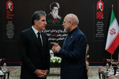 @Shin: Nechirvan Barzani, President of the Kurdistan Region (KRI / Iraq 🇮🇶) meets Ghalibaf, will attend Khamenei's funeral as well.