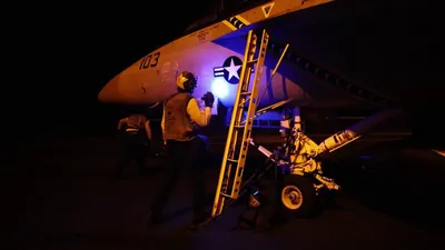 @Open Source Intel: U.S. Central Command (CENTCOM):

"U.S. Sailors conduct nighttime flight operations aboard USS George H.W. Bush (CVN 77) as the aircraft carrier sails in regional waters."
