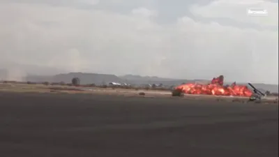 @Open Source Intel: Close-up footage captures the moment claimed Saudi airstrikes hit Sanaa International Airport in Yemen.

Contributed by @Conflict_Radar