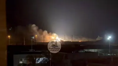 @Open Source Intel: Last night, an Iranian surface-to-air missile system was seen burning after U.S. airstrikes targeted an area near the Imam Khomeini Port Special Economic Zone in Iran's Khuzestan Province along the Pe