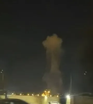 @Open Source Intel: Preliminary: Image of a debris hit on  Muwaffaq Al Salti air base in Jordan.

UPDATE: CENTCOM says all missiles were intercepted