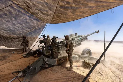 @Open Source Intel: CENTCOM: U.S. Army Paratroopers fire a 155mm round from an M777 howitzer during a field artillery exercise in the Middle East.