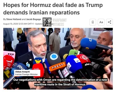 @✡︎𝐋𝐢𝐯𝐞𝐈𝐫𝐚𝐧𝐍𝐞𝐰𝐬🇮🇷🇮🇱: ⚡🇺🇸🇴🇲🦀
**AFP/Reuters:** President Trump's Compensation Demand Further Undermines Hopes for Strait of Hormuz Agreement
**Reuters** reported that President Trump's latest demand for compensation fr