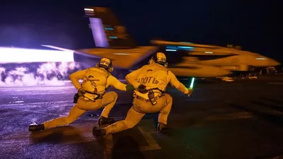 @Shin: F/A-18 launches from USS George H.W. Bush as U.S. enforces steel wall blockade against Iran. As of Aug. 12, 59 commercial vessels redirected, 3 disabled, 2 boarded.

Source: @CENTCOM
https://x.com/CEN