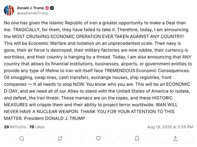 @Open Source Intel: BREAKING 🔴

U.S. President Donald Trump: "No one has given the Islamic Republic of Iran a greater opportunity to make a Deal than me. TRAGICALLY, for them, they have failed to take it. Therefore, tod