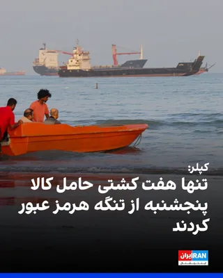 @ايران اينترنشنال: رویترز بر اساس داده‌های شرکت رهگیری دریایی کپلر گزارش داد که عبور کشتی‌ها از تنگه هرمز، به‌عنوان یک گلوگاه دریایی، روز پنج‌شنبه نسبت به روز قبل کاهش یافت.

بر اساس این گزارش، داده‌های اولیه کشتیرانی ن
