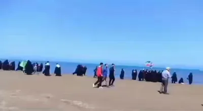 @Masih Alinejad: BREAKING: Look at how many morality police the Islamic Republic has sent to the only one beach in Iran to force women to cover their body.

Women in Iran can be punished for going to the beach in ordi