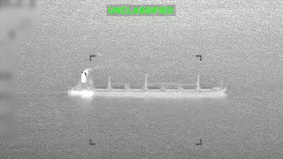 U.S. Central Command forces disable Panama-flagged cargo vessel Ocean Molica in the Gulf of Oman after crew ignored warnings and tried to run the naval blockade against Iran; fighter jet struck the…