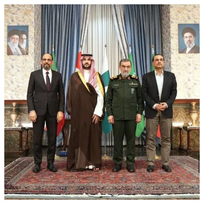 Photo from meeting in Iran today (From left to right) Ibrahim Kalın, Turkey’s intelligence chief. Prince Khalid bin Salman, Saudi Arabia’s defense minister. Mohsen Rezaei, Iran’s Supreme National…